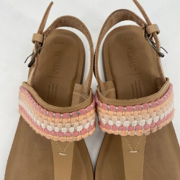 TOMS Womens Pink Beaded Embroidered Slip-On Bohemian Sandals Size 7.5 - Picture 4 of 8
